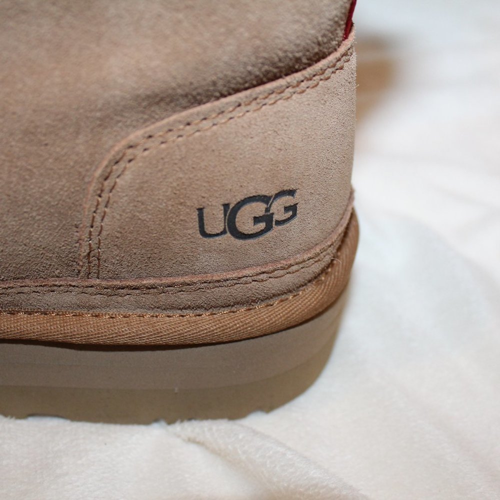 NIB UGG NEUMEL ZIP‎ UP PLATFORM SUEDE SHEARLING ANKLE BOOTS CHESTNUT - Picture 5 of 9